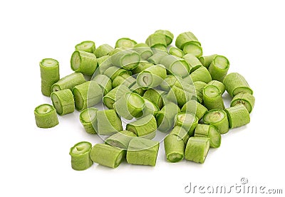 Long bean Sliced isolated on white background Stock Photo