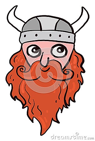 Long bearded viking, illustration, vector Vector Illustration