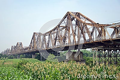 Long Bien Bridge Stock Photo