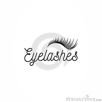 Long black eyelash extensions. Vector Illustration