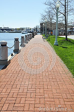 Long brick walkway Stock Photo