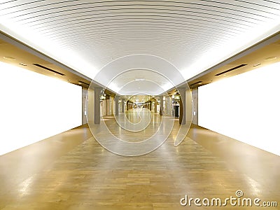 Long and bright wooden walkway Stock Photo