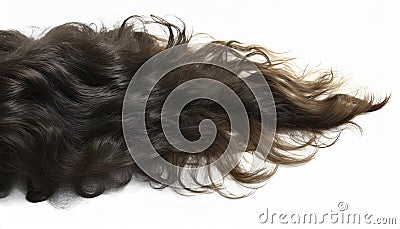 long brown human dark hair isolated on white background Stock Photo