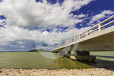 Long Concrete Bridge at Koh yo Thailand Stock Photo