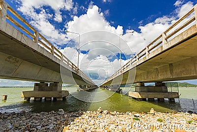 Long Concrete Bridge at Koh yo Thailand Stock Photo