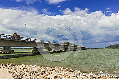 Long Concrete Bridge at Koh yo Thailand Stock Photo