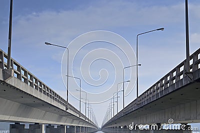 Long concrete bridge linking Koh Yor island and ma Stock Photo