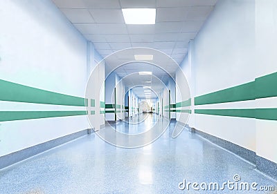 Long Corridor in Hospital Stock Photo