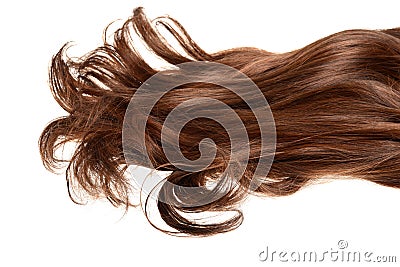 Long curly brunette brown hair isolated Stock Photo