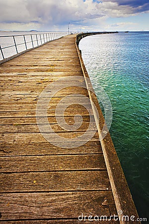 Long Curving Jetty Stock Photo