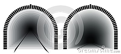 A long and deep railway tunnel. Way directly. The uncertainty lies ahead. Vector Illustration