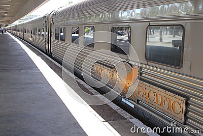 Long distance train the Indian Pacific is waiting for passengers, railway station Perth, Australia Editorial Stock Photo