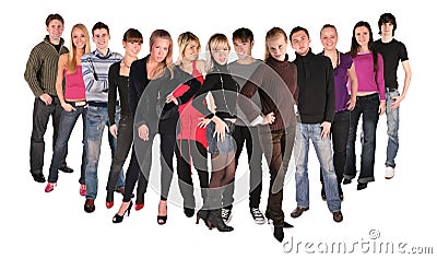 Long dozen of young people group 2 Stock Photo