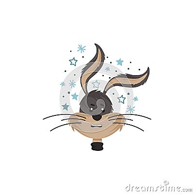 Long Eared Funny Bunny Rabbit Head Showing Scared Facial Expression Vector Illustration Vector Illustration