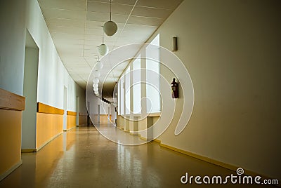Long empty hallway Stock Photo