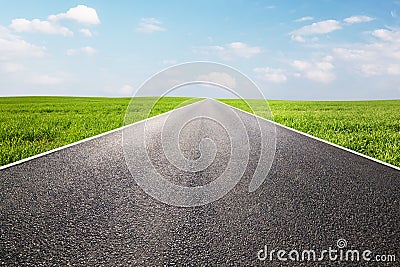 Long empty straight road, highway. Travel Stock Photo