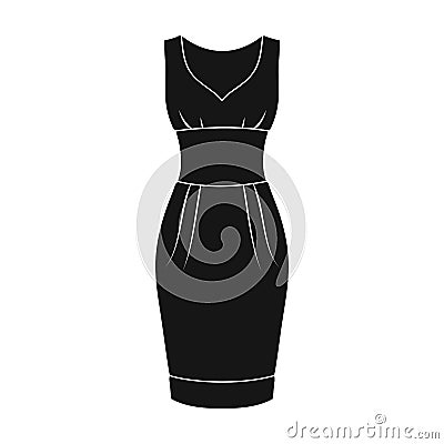 long evening dress for a hike in the theater. Women s sleeveless dress.Women clothing single icon in black style Vector Illustration
