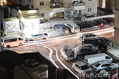 Long exposure of cars in the street Editorial Stock Photo