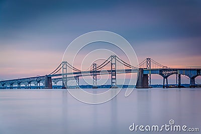 Long exposure of the Chesapeake Bay Bridge, from Sandy Point Sta Stock Photo