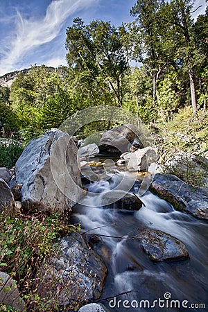 Long Exposure Flowing River Sedona Arizona Oak Creek Canyon Stock Photo