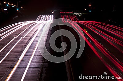 Long exposure of freeway traffic at Stock Photo