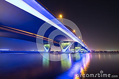 Long exposure of Garhoud bridge from underneath. Stock Photo