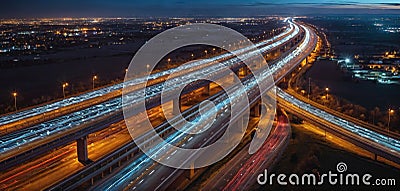 Long exposure of a highway connecting cities and countries Stock Photo