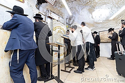 long exposure inside the synagogue at the tomb of Shimon the Righteous, in the Sheikh Jarrah neighborhood Editorial Stock Photo