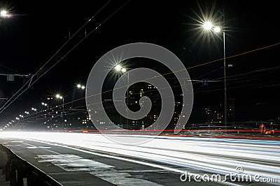 Long exposure of lights on road Stock Photo