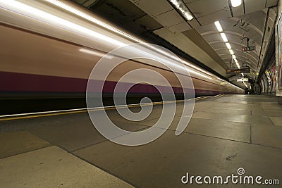 Long exposure passing train, London underground Editorial Stock Photo