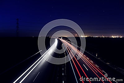 Arched highway lights at night Editorial Stock Photo