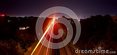 Long exposure photo of a train Stock Photo