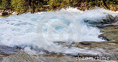 Long Exposure of the Turmoil Above the Falls Stock Photo