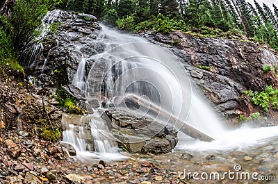 Long Exposure of Waterfall from Snow Melt in Colorado Stock Photo