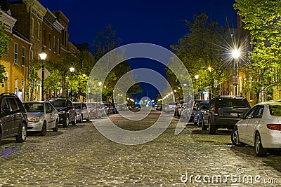 Long Exposures of Cobble Stone Roads in the Inner Harbor In Balt Editorial Stock Photo