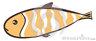 Long fish with brown and white color, curvy design, black fin, vector or color illustration Vector Illustration