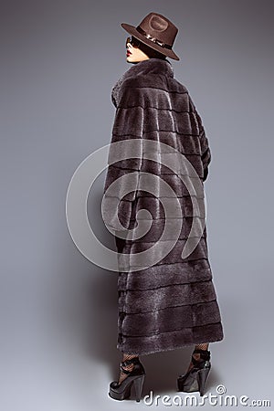 Long fur coat Stock Photo