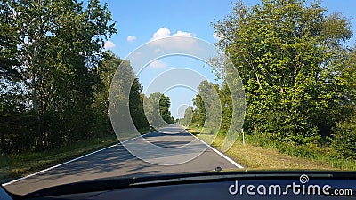 Long german country road between forest & x28;Germany& x29; Stock Photo