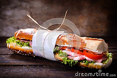 Long gourmet sandwich Stock Photo