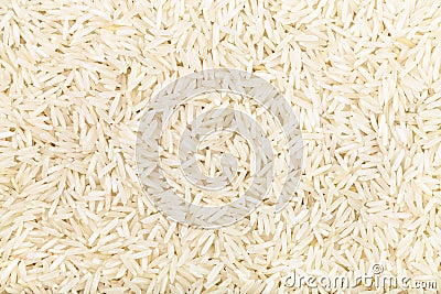 Long grains of uncooked white Basmati rice Stock Photo