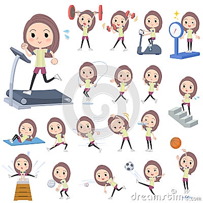 Long hair woman Sports & exercise Vector Illustration