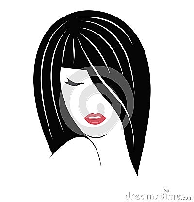 Long haired woman. Vector Illustration