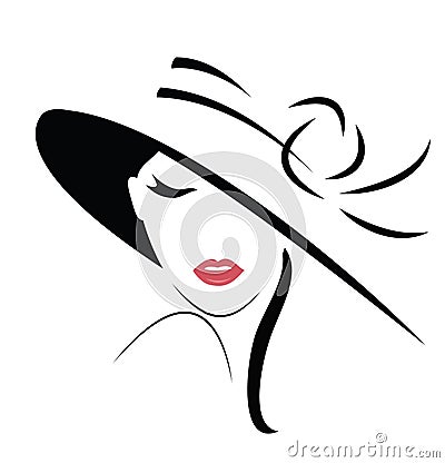 Long haired woman in hat. Vector Illustration