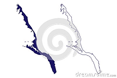 Long island Commonwealth of The Bahamas, Cenrtal America, Caribbean islands map vector illustration, scribble sketch Long map Vector Illustration