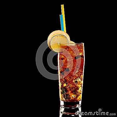 Long island fresh Coctail isolated on black Stock Photo