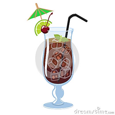 Long island ice tea isolate on a white background. Vector graphics Stock Photo