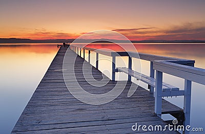 Long Jetty Sunset Stock Photo