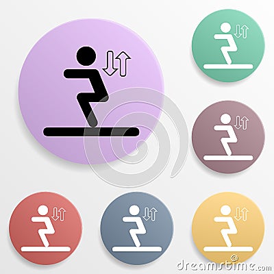 Long jump badge color set icon. Simple glyph, flat vector of sport icons for ui and ux, website or mobile application Stock Photo