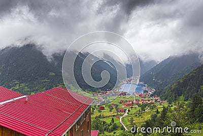 Long Lake Uzungol in Trabzon,Turkey Stock Photo