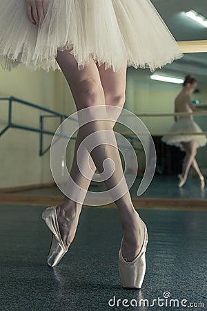 Long legs of ballerina in toeshoe Stock Photo